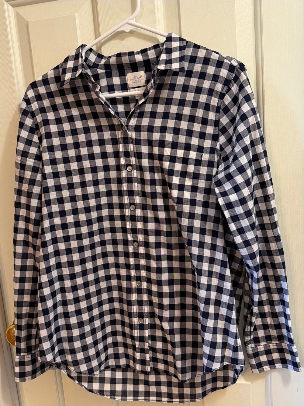 J. Crew Blue and White 100% Cotton Gingham Long Sleeve Shirt | Preppy | LP - Picture 1 of 6